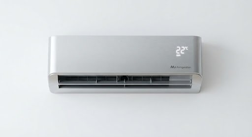 Sleek silver metallic finish inverter split AC indoor unit