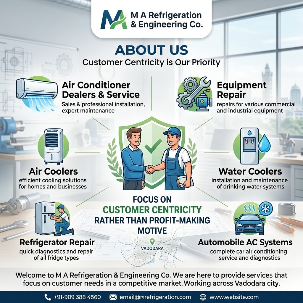 About M A Refrigeration — customer-centric cooling services in Vadodara